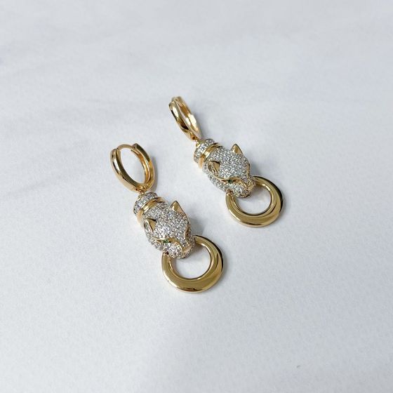 Золоті сережки з фіанітами 1.4ct