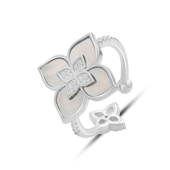 Silver ring with mother-of-pearl, phyanites