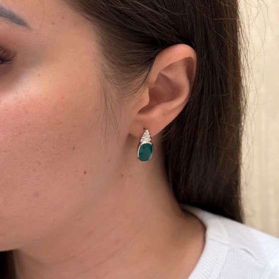 Серебряные серьги с агатом 6.519ct