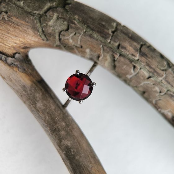 Silver ring with a garnet (nano)