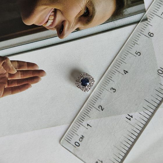 Срібна підвіска з сапфіром 0.48ct, фіанітами