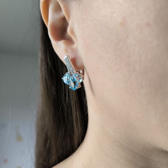 Срібні сережки з топазом 8.333ct