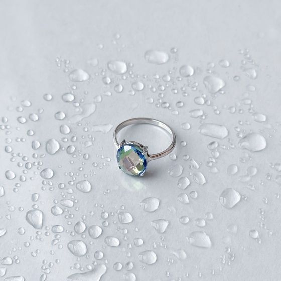 Silver ring with mystic topaz