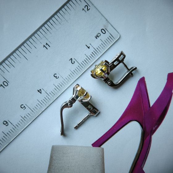 Срібні сережки з цитрином nano 3.142ct