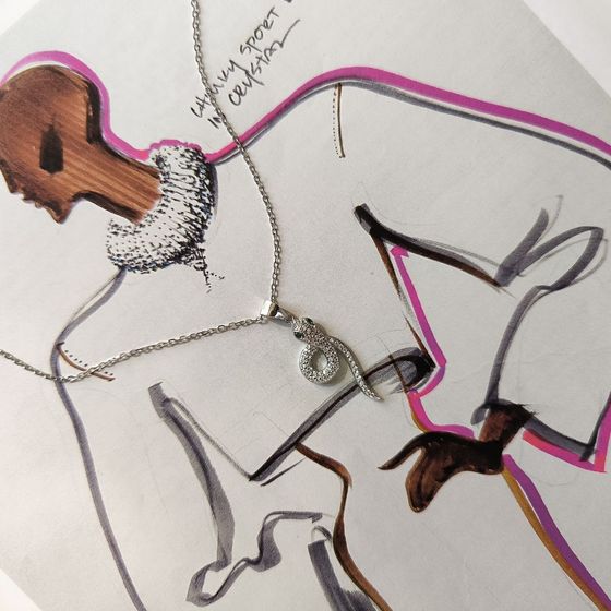 Silver necklace with phianites