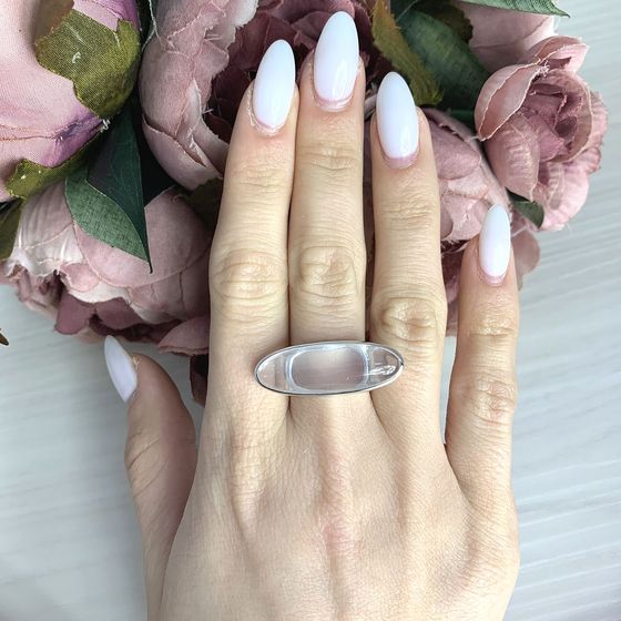 Серебряное кольцо с розовым кварцем, ониксом