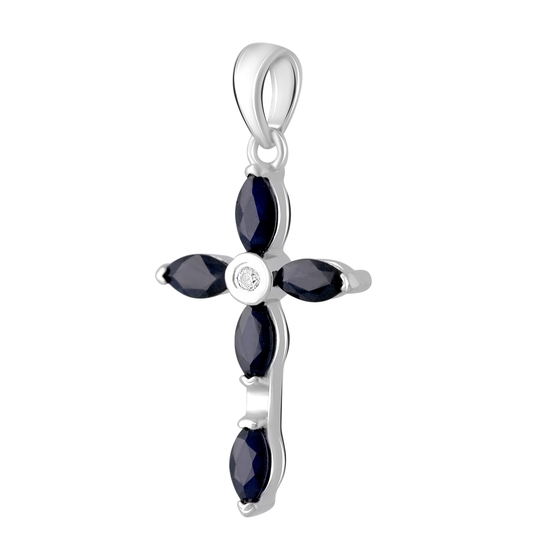 Срібний хрестик із сапфіром 1,51 карата