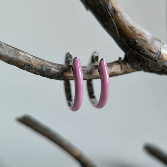 Срібні сережки з фіанітами, емаллю