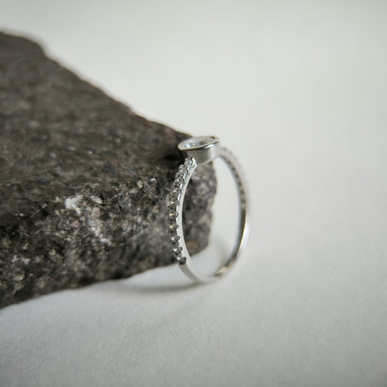 Silver ring with cubic zirconia