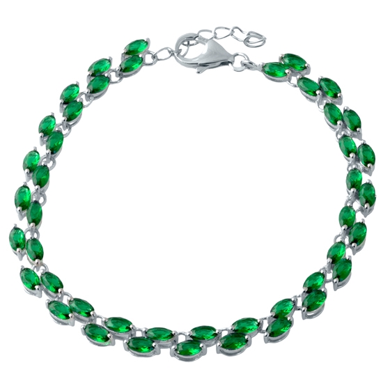 Серебряный браслет с изумрудом nano