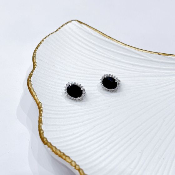 Срібні сережки з сапфіром 7,199 карата та фіанітами