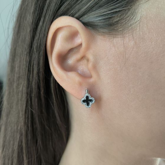 Срібні сережки з емаллю