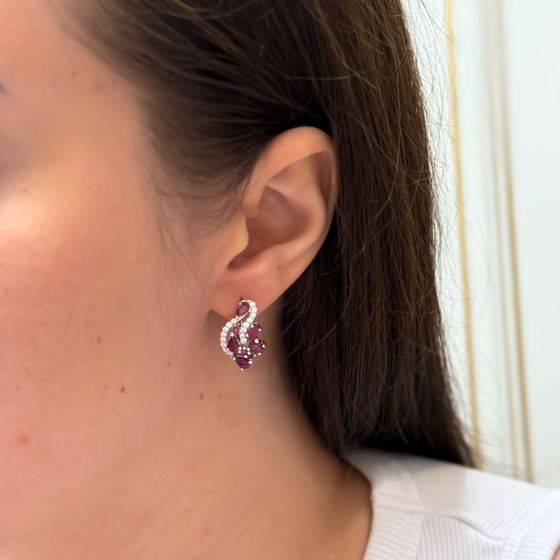 Sterling silver earrings with ruby 4.384ct