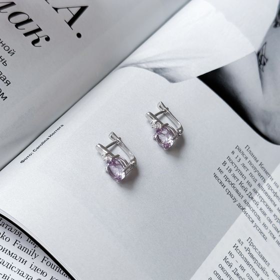 Срібні сережки з аметистом 3.307ct