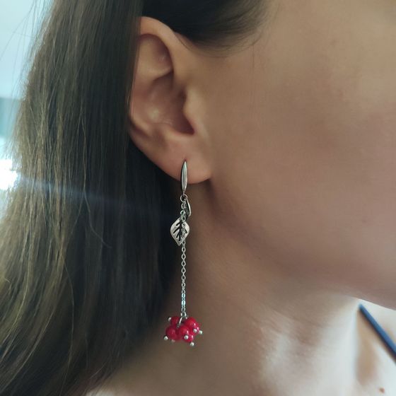 Срібні сережки з коралом