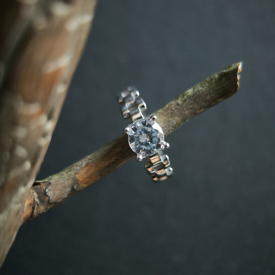 Silver ring with cubic zirconia