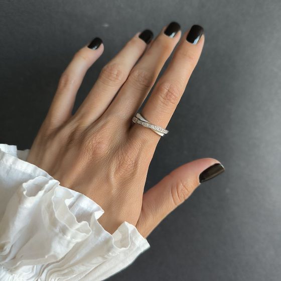 Silver ring with yemallu, fianites