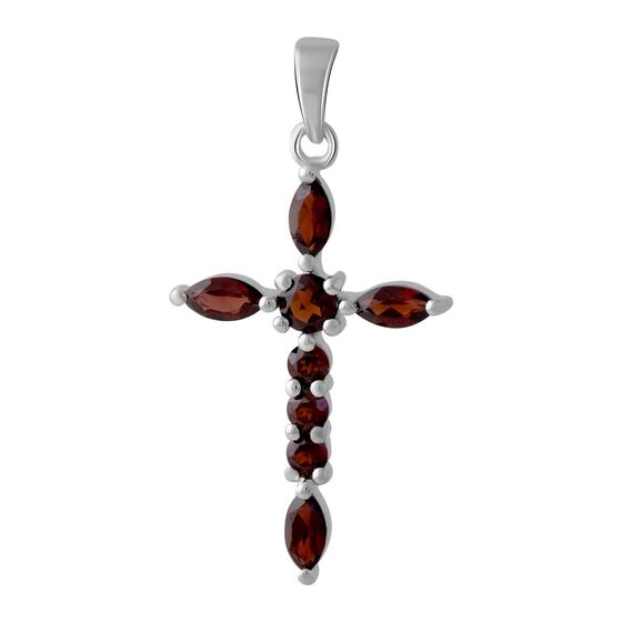 Sterling silver cross with garnet 2.008ct
