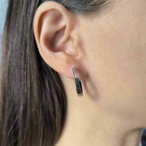 Silver earrings with enamel and cubic zirconia