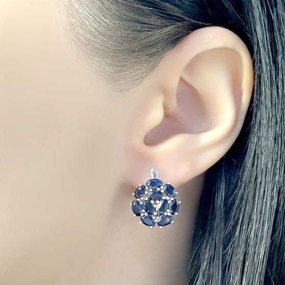 Серебряные серьги с сапфиром 5.878ct