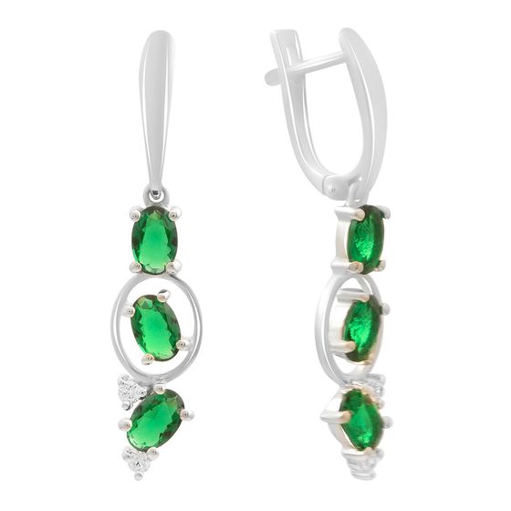 Silver earrings with a 2.338-carat nano emerald