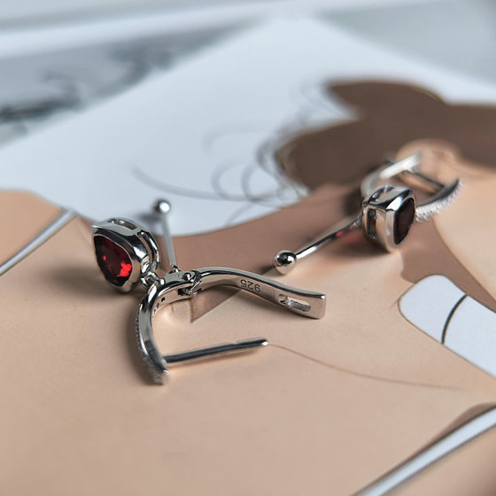 Срібні сережки з гранатом nano 1.61ct