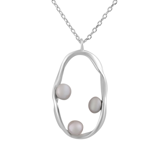 Silver necklace with pearls
