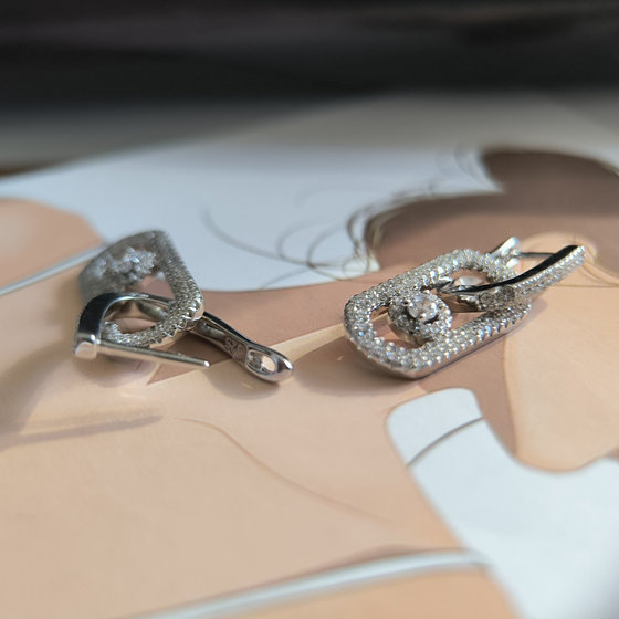 Silver earrings with cubic zirconia