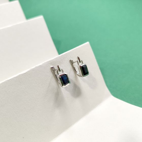 Срібні сережки з сапфіром 3,667 карата