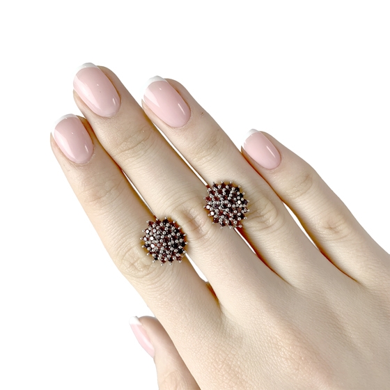 Срібні сережки з гранатом 2.882ct