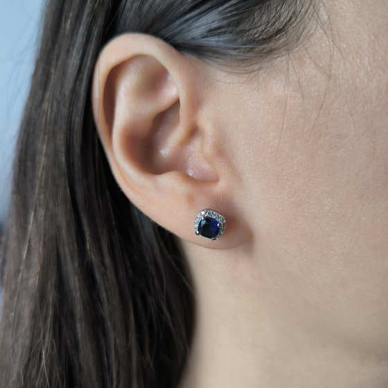 Срібні сережки з сапфіром nano 1.39ct