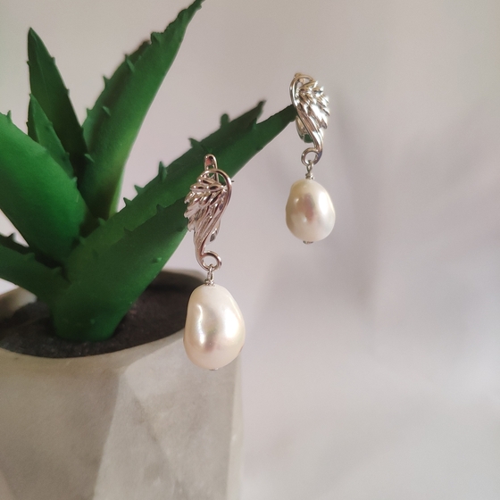 Срібні сережки з перлами бароковими 29.025ct