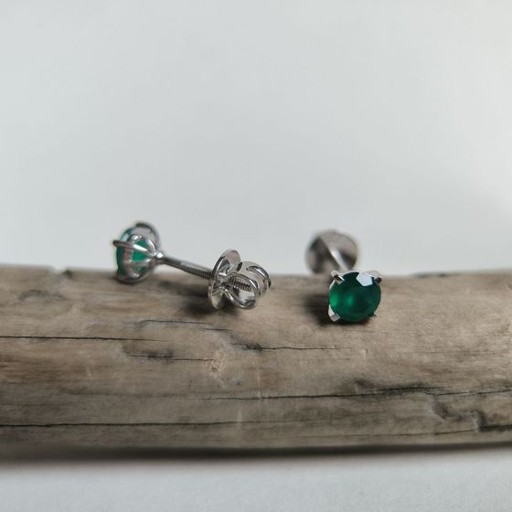 Срібні сережки з агатом 0,87 карата