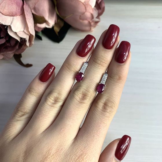 Silver Earrings with a 2.431-carat Ruby
