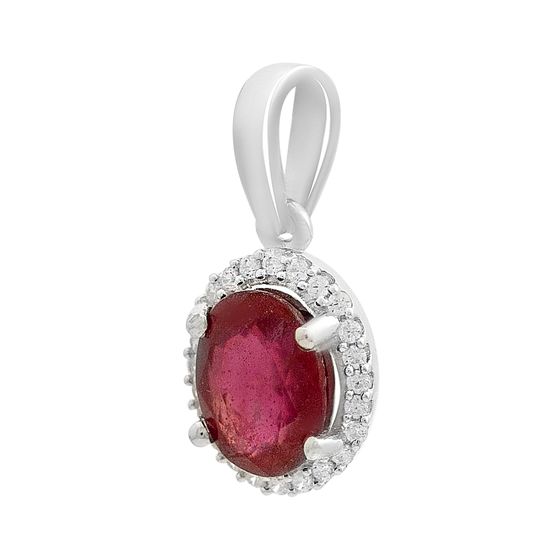 Silver pendant with a 1.729-carat ruby and cubic zirconia