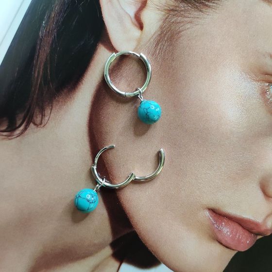 Срібні сережки з бірюзою