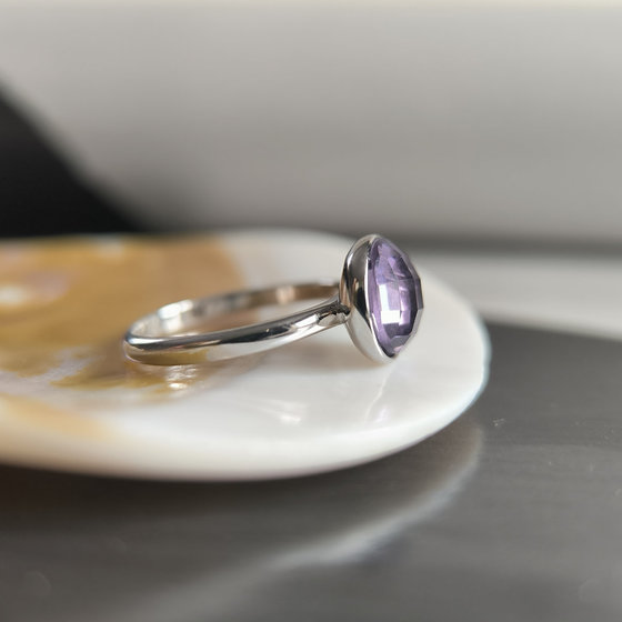 Silver ring with cubic zirconia