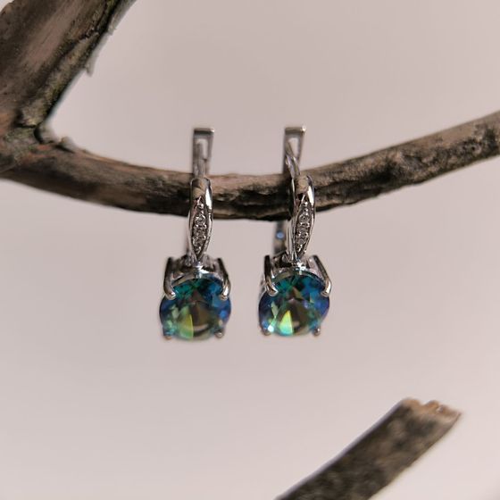 Серебряные серьги с мистик топазом 3.558ct