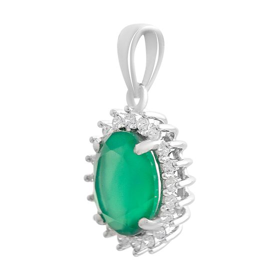 Срібна підвіска з агатом 2.738ct, фіанітами