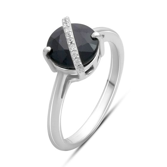Sterling silver ring with sapphire 2.732ct, phianites