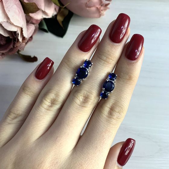 Срібні сережки із сапфіром nano 3.445ct