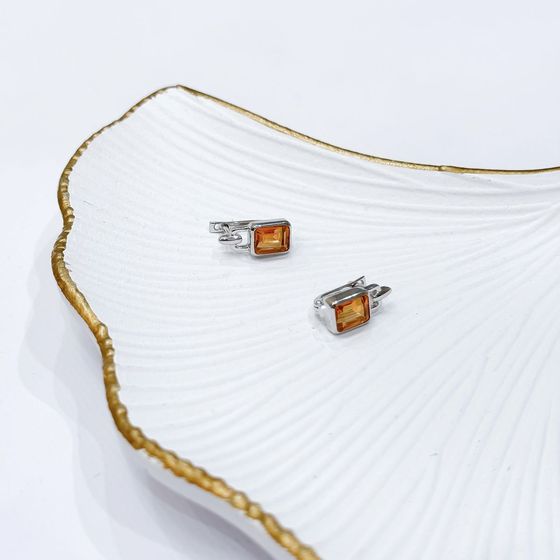 Срібні сережки із золотим кварцом 3.45ct