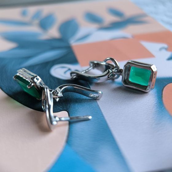 Серебряные серьги с агатом 3.688ct