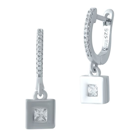 Silver Earrings with Fianites
