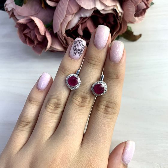 Серебряные серьги с рубином 4.45ct