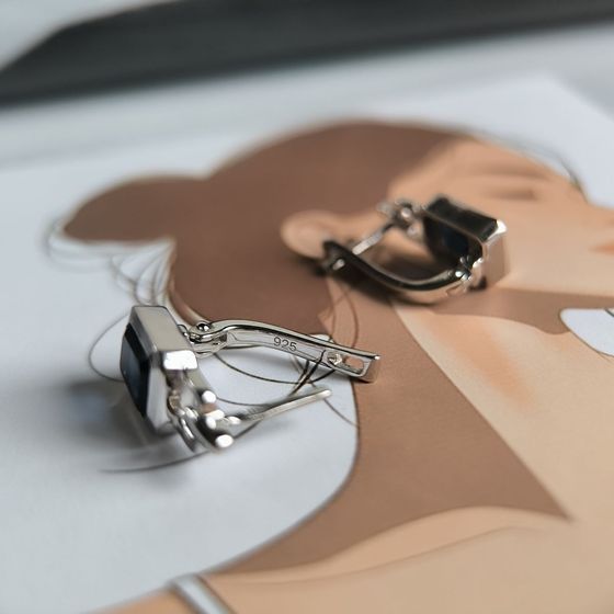 Срібні сережки із сапфіром nano 2.917ct