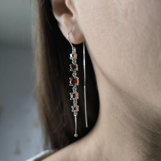 Срібні сережки з гранатом 3.099ct