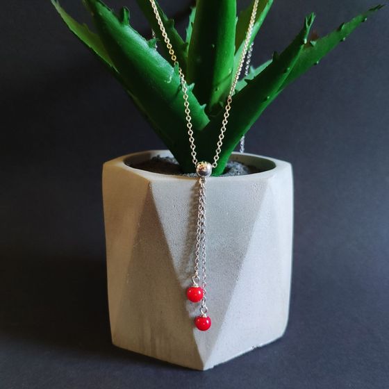 Silver necklace with coral