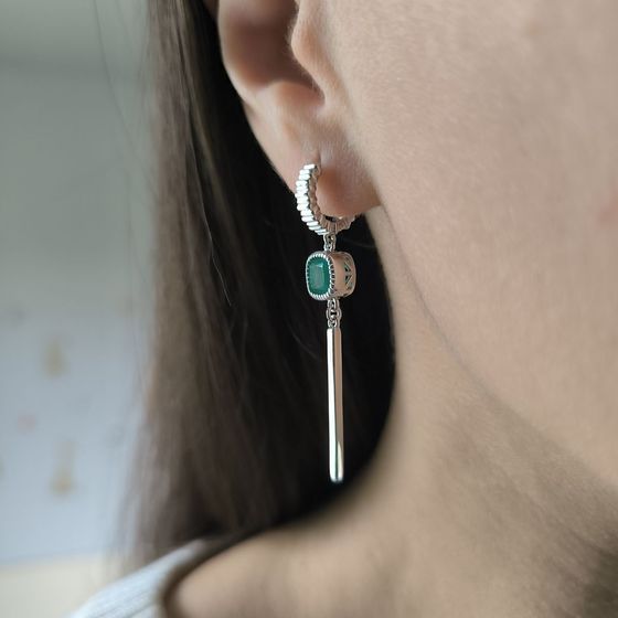 Срібні сережки з агатом 1.55ct