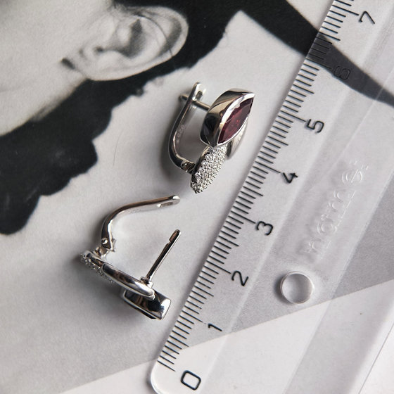 Срібні сережки з гранатом nano 2.434ct